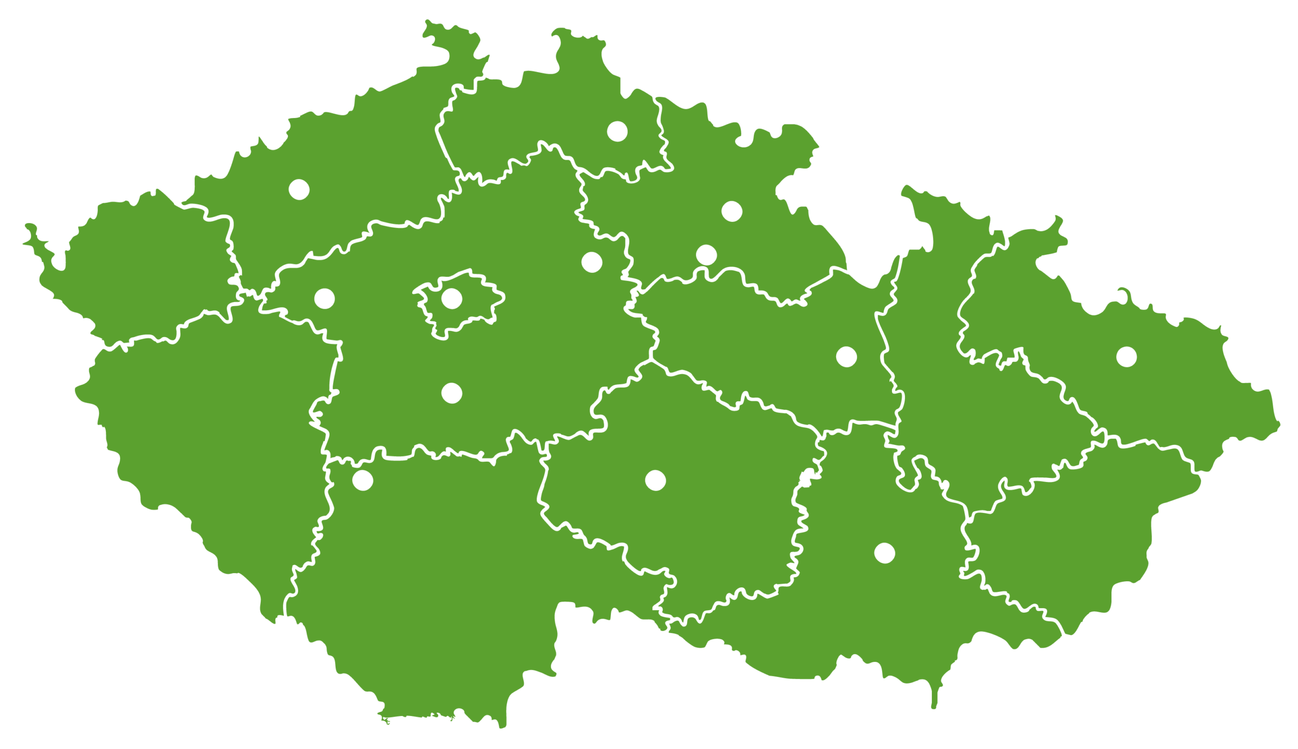 Mapa zastoupení v krajích